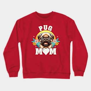 World's Best Pug Mom Retro Sunset Dog Lover Crewneck Sweatshirt